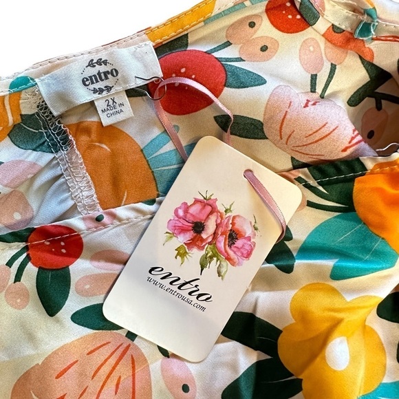 Entro Satin Flowy Floral Babydoll Feel Pick Me Up Top 2X - Picture 5 of 8